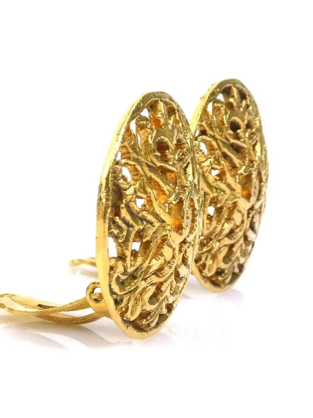 Auth Chanel Cc Logo Earrings Gold Metal #339542C31B